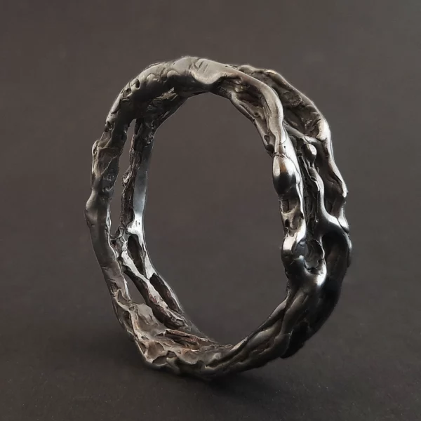 Handmade silver cock ring "Black Assassin" - Image 3