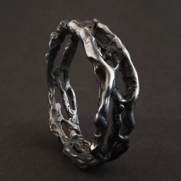 Handmade silver cock ring "Black Assassin" - Image 4