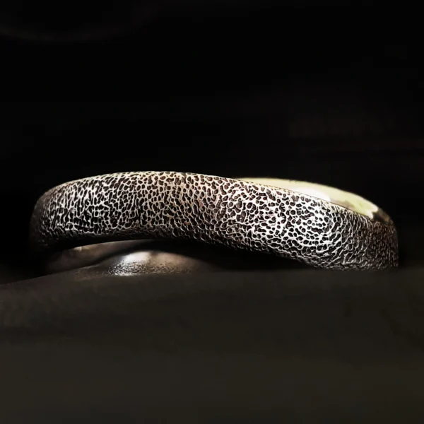 Ergonomic Hammered Cock Ring "Silver Asteroid"